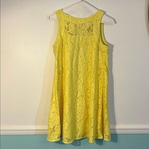 Donna Morgan Bright Yellow Lace Midi Dress